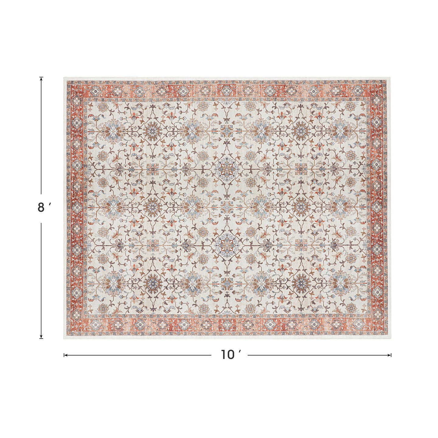 8&#x27; x 10&#x2019; Classic Persian Floral Oriental Red/ Ivory Area Rug