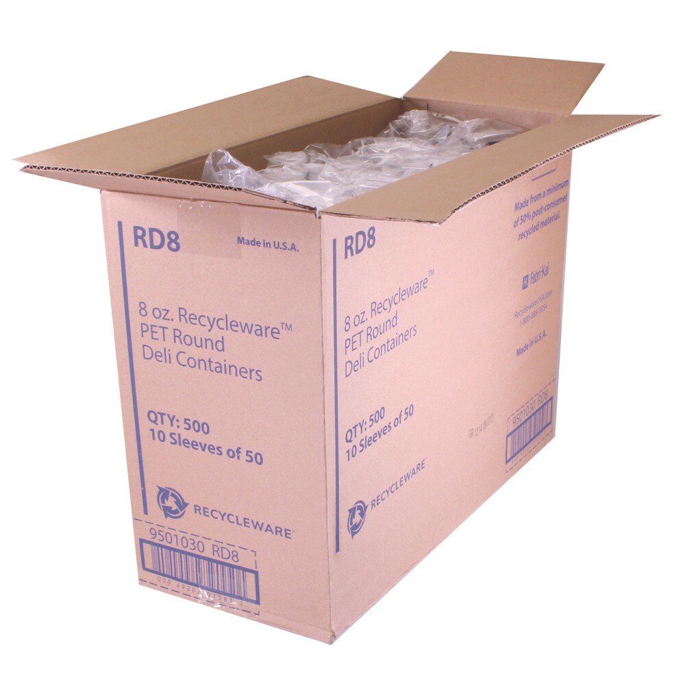 Fabri-Kal Recycleware 4.6 in. Diameter x 1.7 in. h 8 oz Round Plastic Deli Container - Clear (500/Carton)