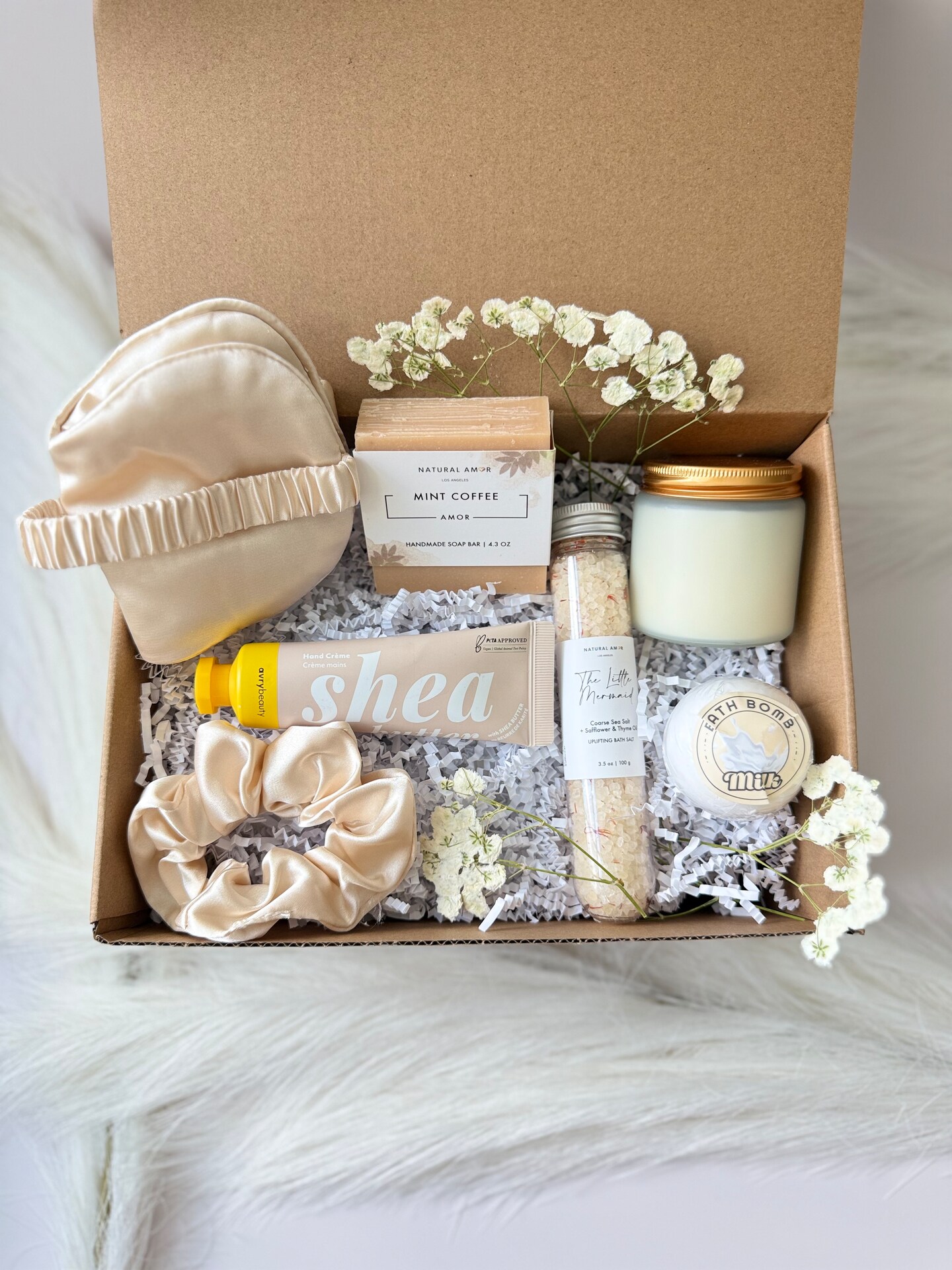 Self Care Gift Box – Spa Relaxation Set with Sleep Mask, Candle