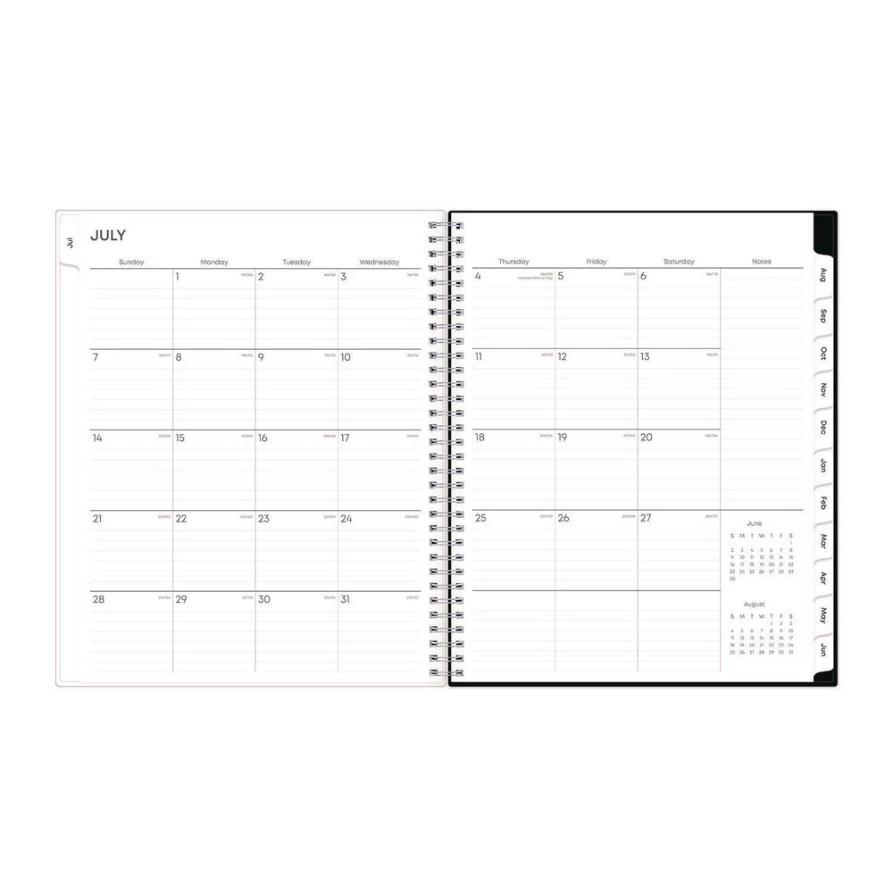Blue Sky 11 in. x 8.5 in. 12-Month (Jul 2025-Jun 2026) Analeis Create-Your-Own Cover Weekly/Monthly Planner - White/Black/Coral