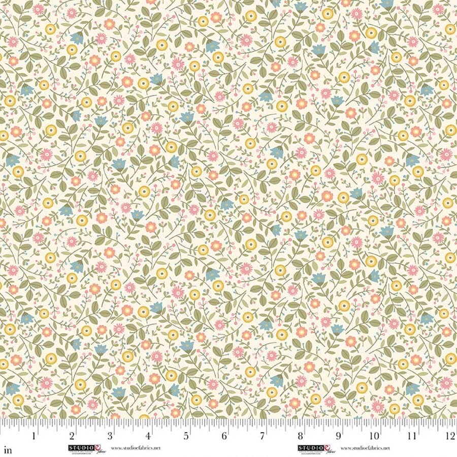 Fabric Studio E Warm White Calico Layla by the Quarter Yard 9017-01