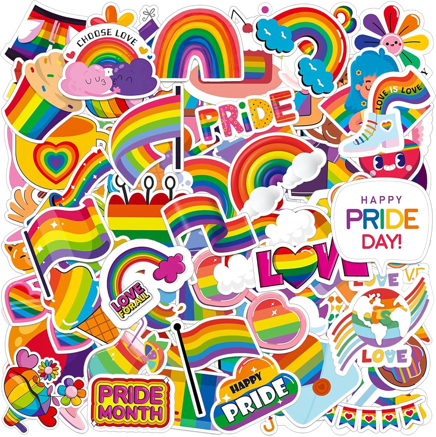 100PCS LGBTQ+ Pride Stickers Pack – Waterproof Rainbow Vinyl Decals for ...
