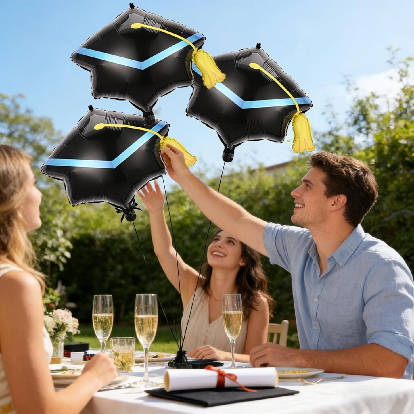 4-Pack Graduation Cap Balloons 2026 – Large Foil Grad Hat Balloons for High School, College, and University Graduation Party Decorations