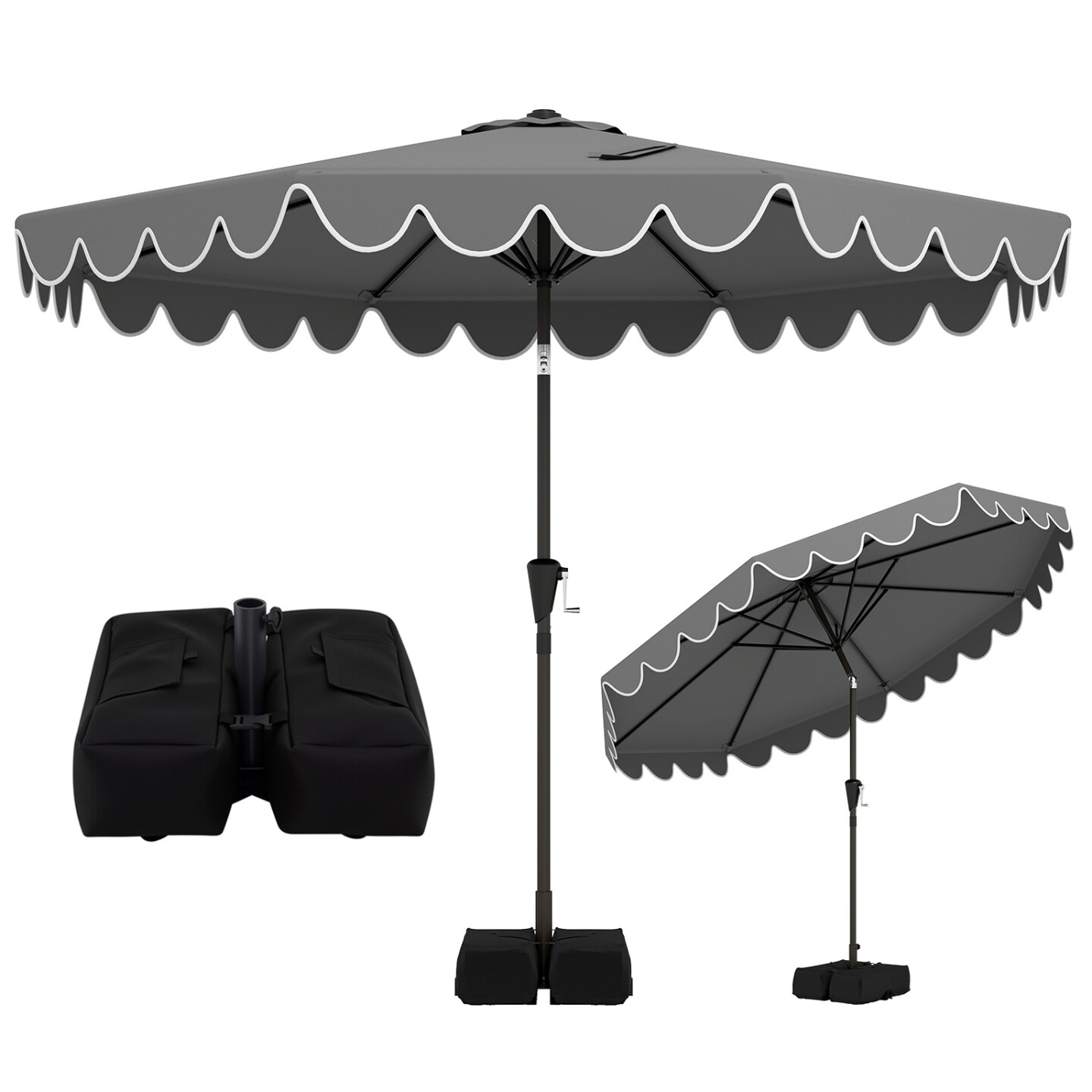 10 ft grey patio umbrella 10ft Round or poolside loungingand sets up in minutes with the included cross base. 10 ft. Round Cantilever Patio