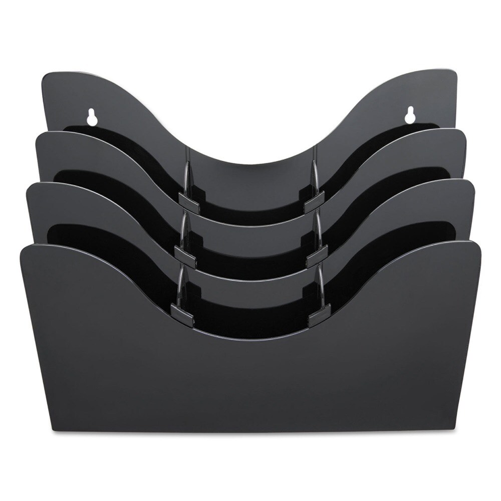 Deflecto 13.38 in. x 3.5 in. x 11.5 in. 6 Removable Dividers 3-Tier Document Organizer - Black