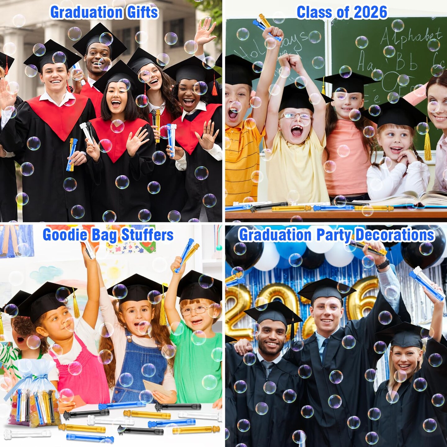 Graduations Bubbles 20-64 PCS, Grad End of School Party Favors Goodie Bag Stuffers for Kid, Preschool Kindergarten Graduation Gifts for Boy Girl, Class of 2026 Gift Decorations for High School Student