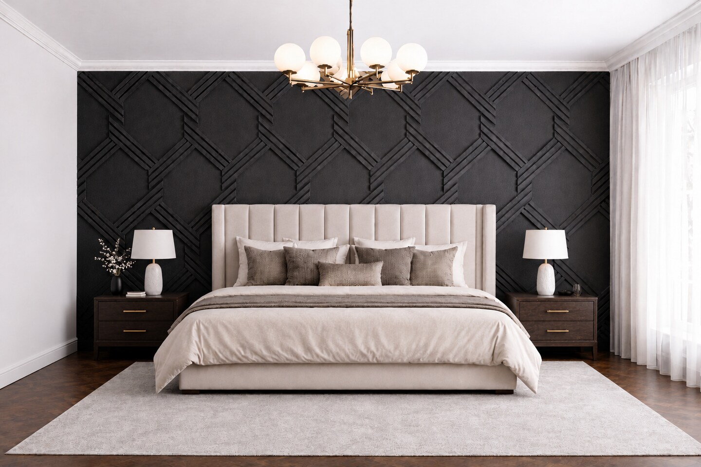 Modern luxury accent wall panels kit for bedroom, Ready to Install ...