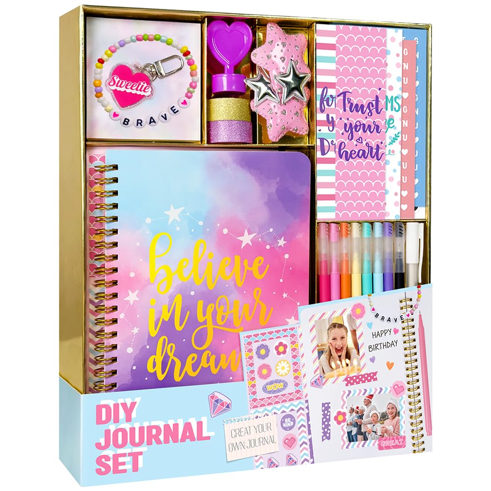 Journal Kit for Girls - 200+PCS Teen Tween Girl Gifts Trendy Stuff, Stocking Stuffers, Scrapbook Supplies Stationery Set, Art Crafts Kit - Ideal Gifts for 8 9 10 11 12 13 14 Year Old Girl