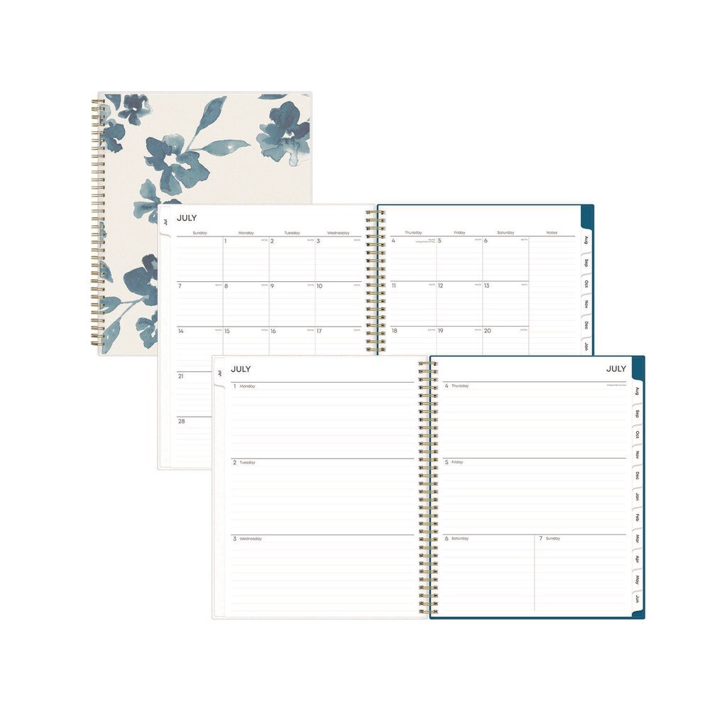 Blue Sky 11 in. x 8.5 in. 12-Month (Jul 2025-Jun 2026) Bakah Blue Academic Year Weekly/Monthly Planner - Blue/White Cover