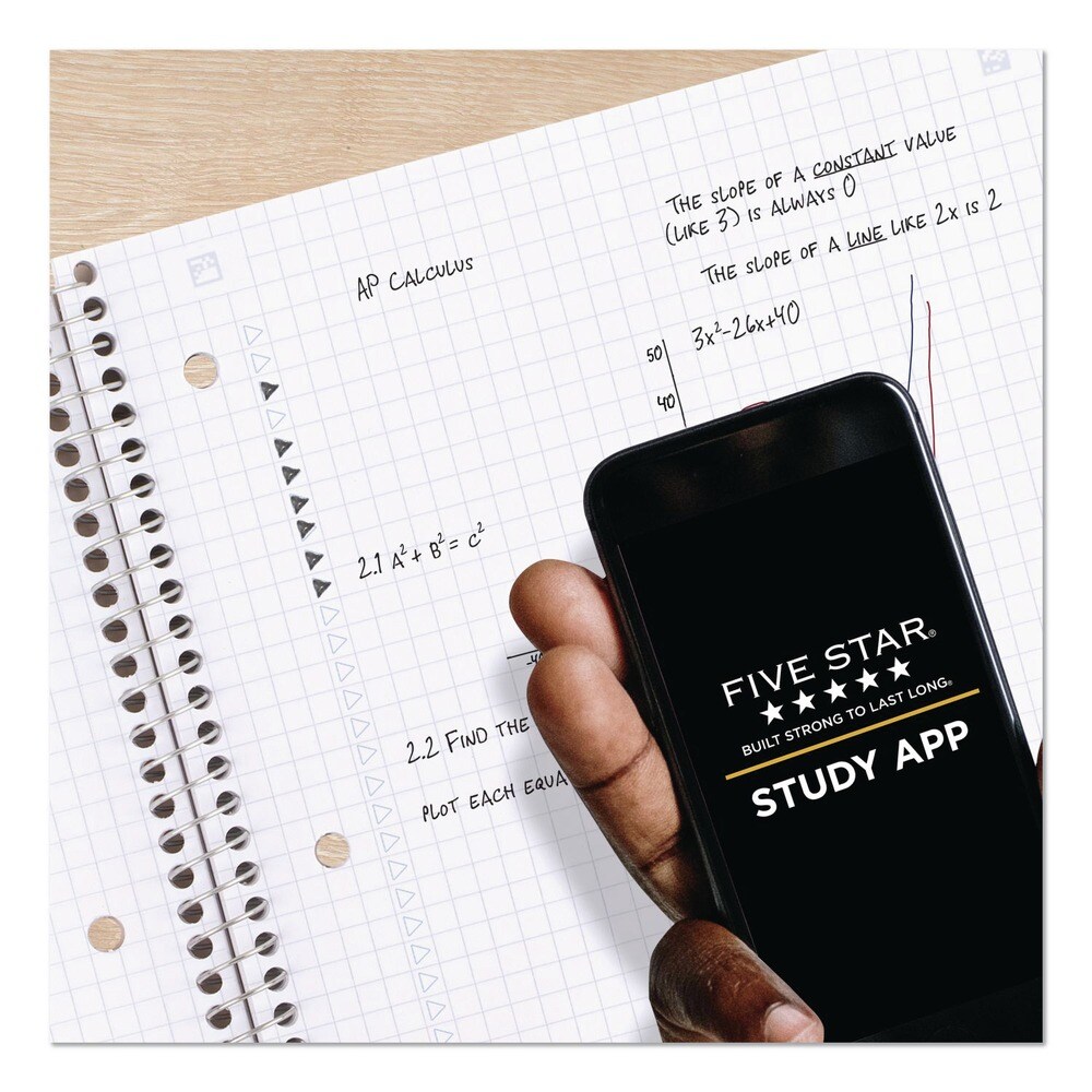 Five Star 11 in. x 8.5 in. 1-Subject Quadrille Rule Wirebound Notebook with 2 Pockets - Assorted Cover (100 Sheets)