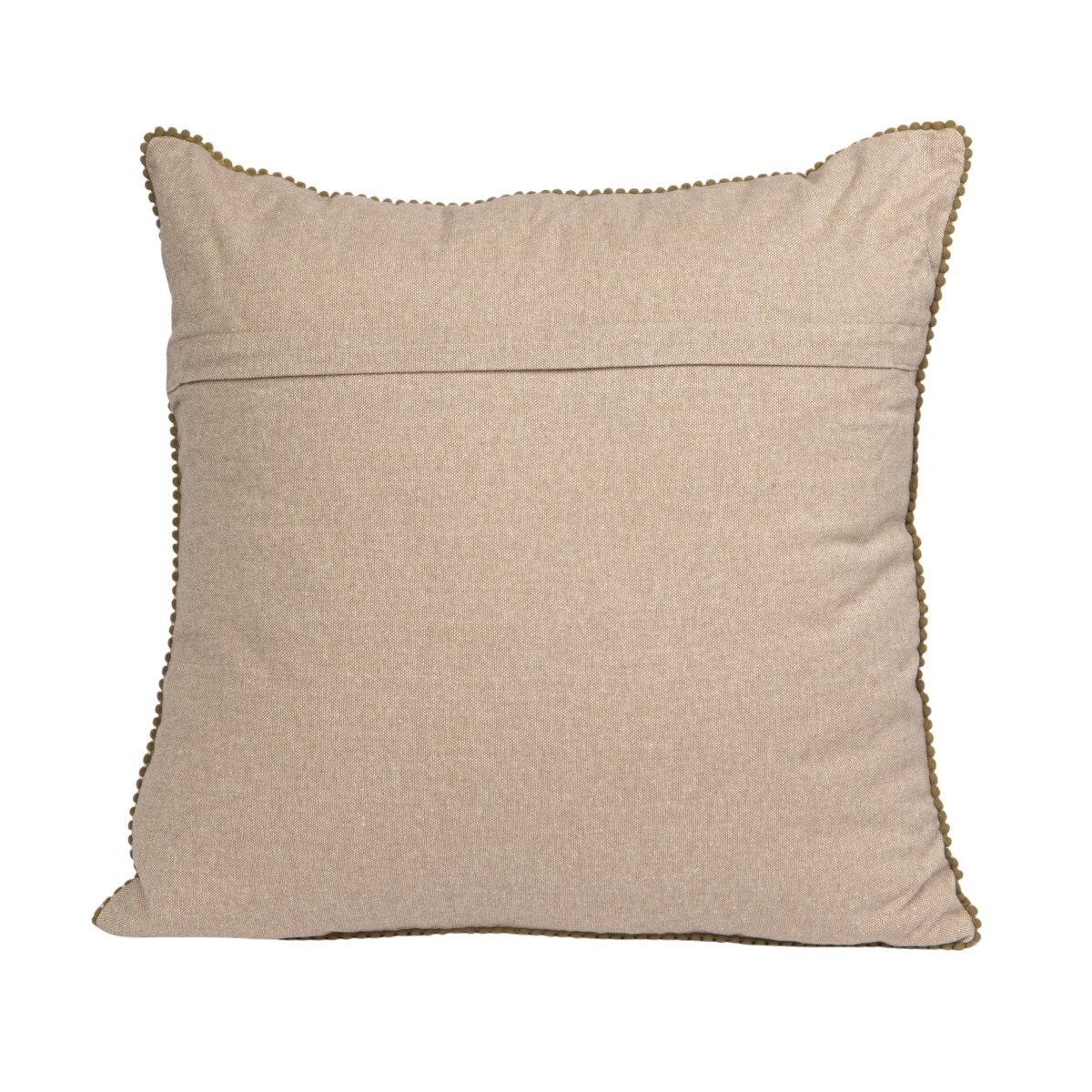 Hello Honey Cotton Blend Velvet Printed Pillow with Flowers and Mini Pom Pom Trim, Multicolor