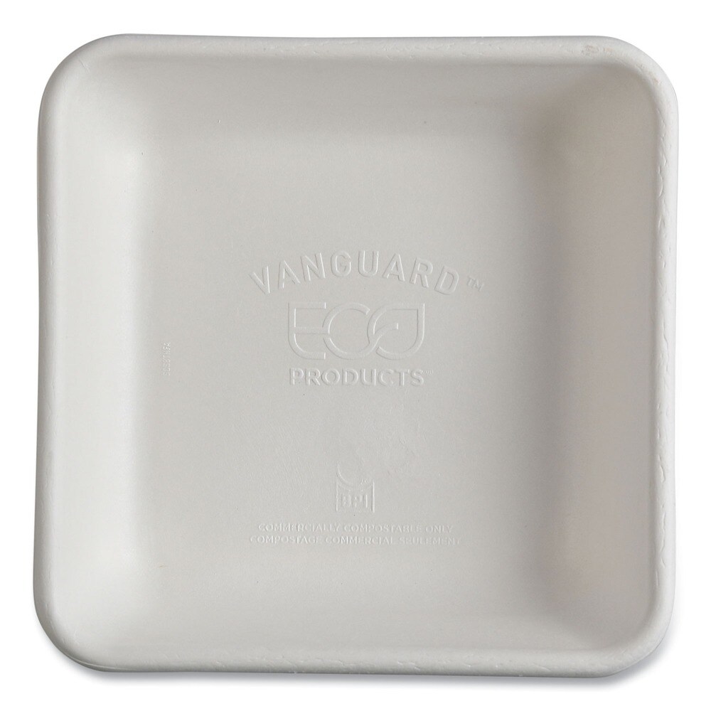 Eco-Products 36 oz 8 x 8 x 2 Vanguard Worldview Renewable and Compostable Sugarcane Take-Out Containers - White (200/Carton)