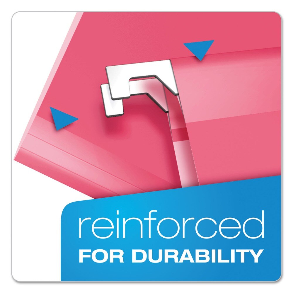 Pendaflex 1/5-Cut Tabs Colored Reinforced Hanging Letter Folders - Pink (25/Box)