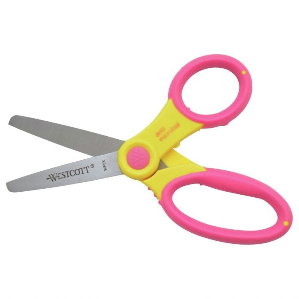 Westcott 5 in. Long x 2 in. Cut Length Ultra Soft Handle Scissors with Antimicrobial Protection - Randomly Assorted Handle Color