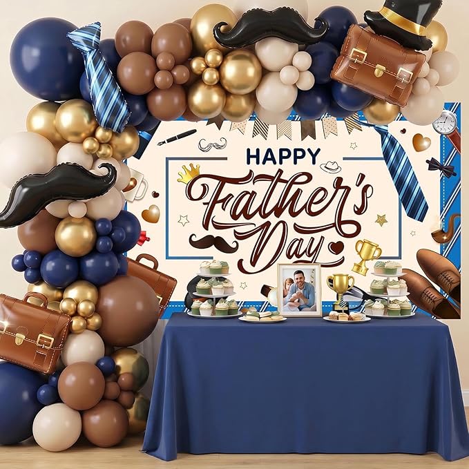 Happy Fathers Day Banner Backdrop Fathers Day Decorations Banner Blue Shirt I Love Dad Father’s Day Party Background Decorations Photo Booth Props 70.8 x 43.3 Inch
