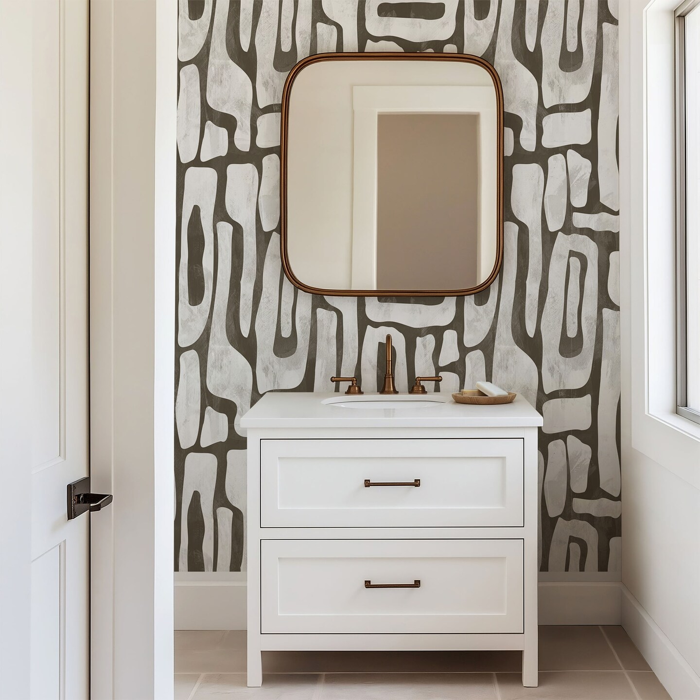 Earthy Abstract Shapes Peel and Stick Wallpaper – Modern Organic