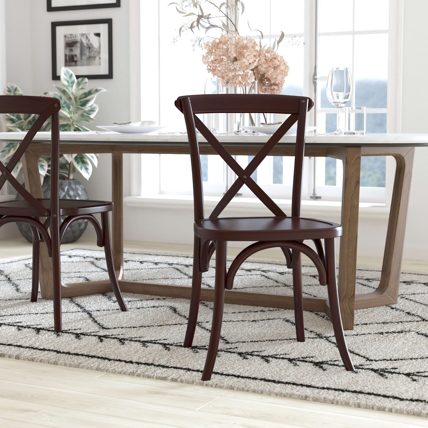 Emma and Oliver 2-pack X-Back Chair, Color: Dark Natural | Michaels