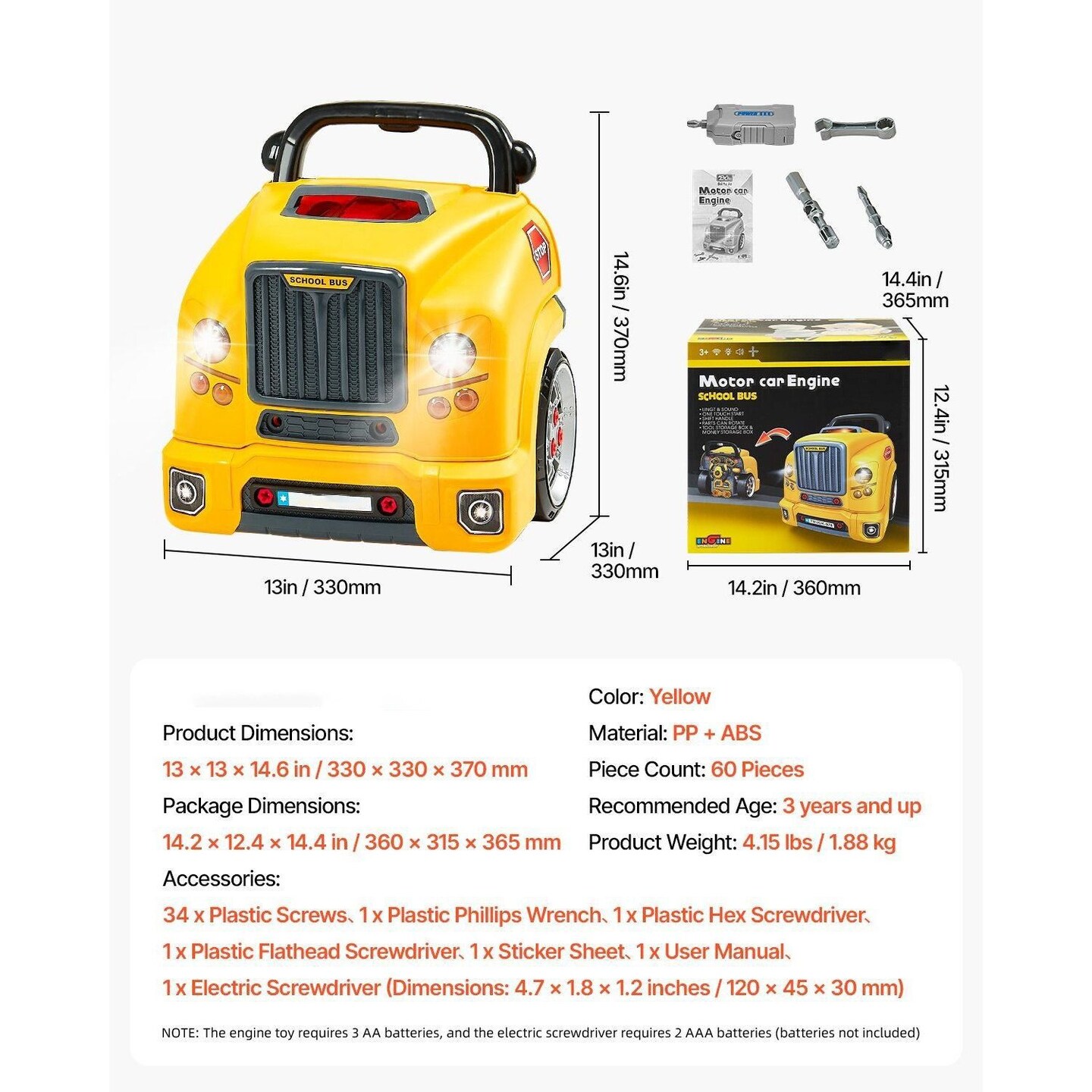 Mechanic Car Engine Toy for Kids 60 PCS, Repair Workshop Play Set