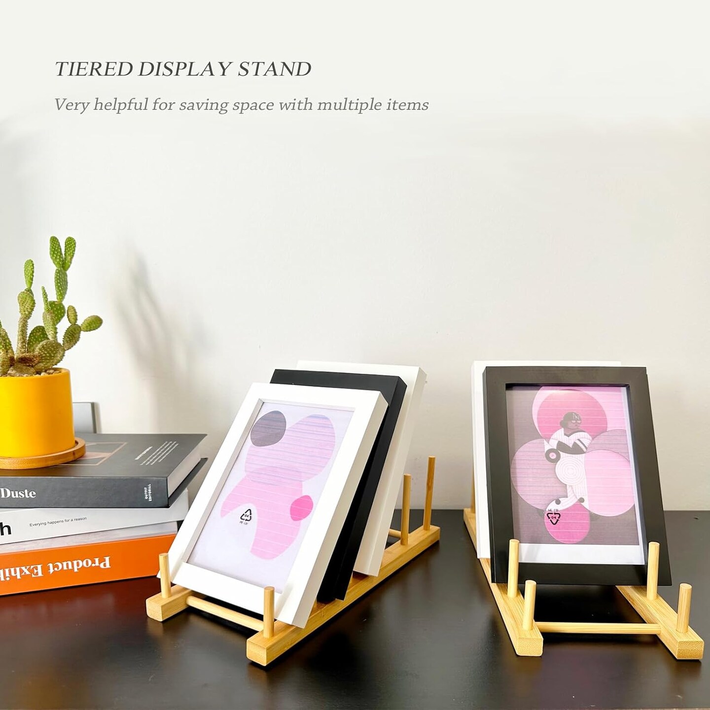 2 Pack Plate Holder for Displaying (Bamboo) 11.4 x 5.3 x 4 inches