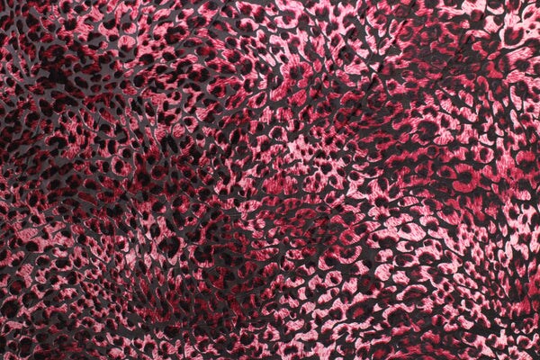 1 Yard Maroon Cheetah Print 4-Way Stretch Burnout Velvet Fabric