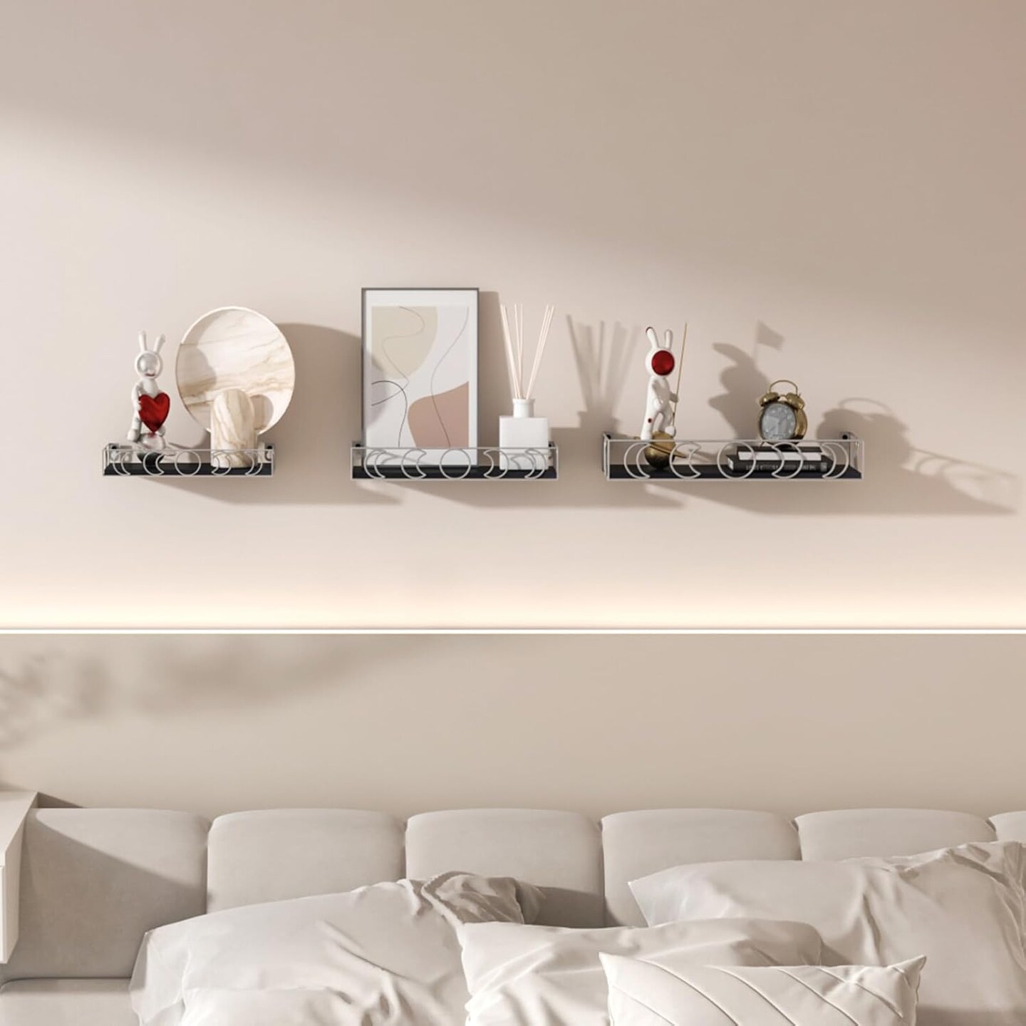 Moon Phase Wall Shelves Black Silver