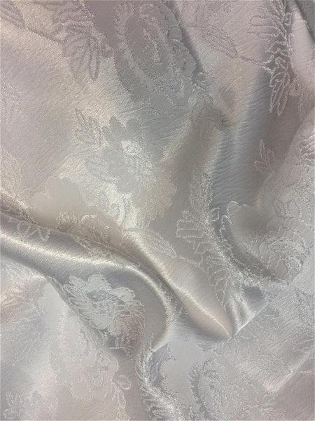 1 Yard Silver Floral Jacquard Brocade Cotton Poly Fabric for Suits Fashion Upholstery