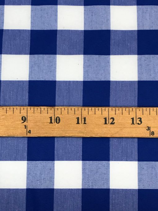 1 Yard Royal Blue 1″ Gingham Checkered Poly Cotton Fabric 58/59 Inch Wide Non-Stretch Cloth for Apparel & Decor