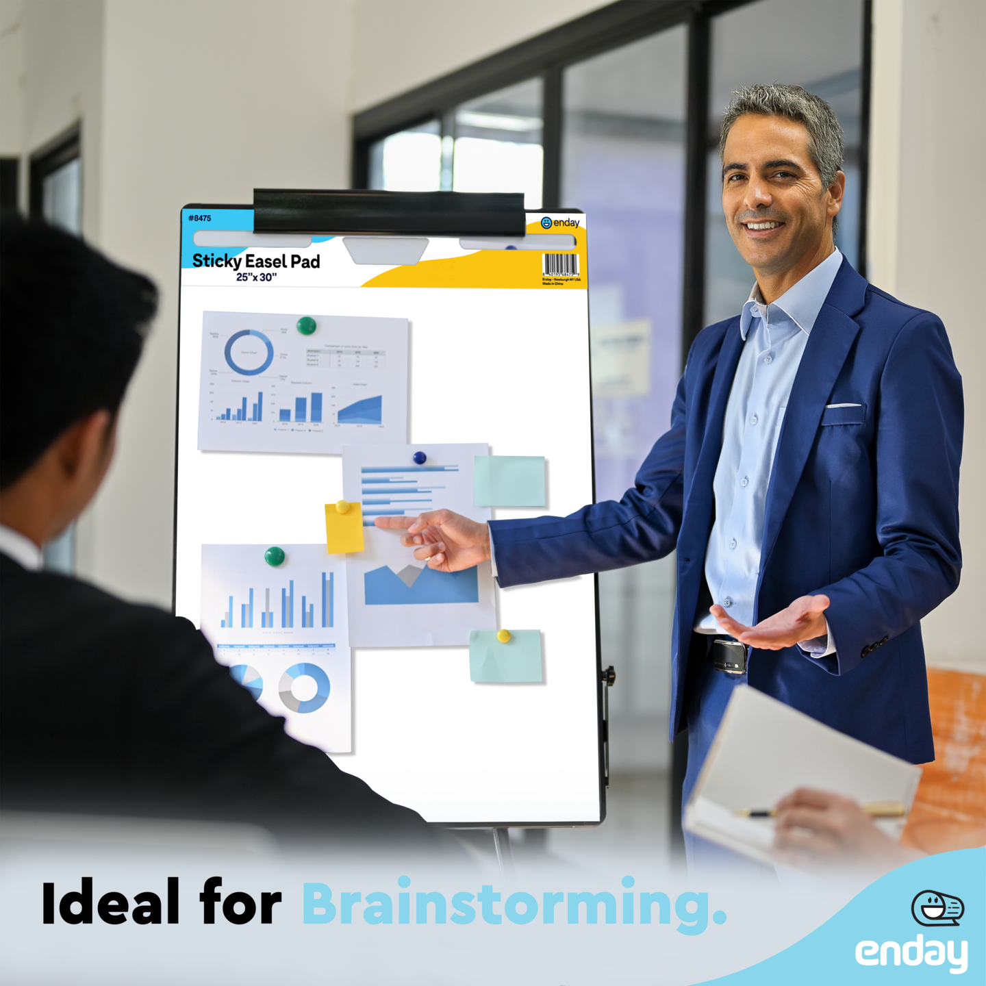 Enday Sticky Easel Pads 25"x 30" (2 Pack) - Anchor Chart Paper, Chart Paper for Teachers, Flip Chart Paper, 25 in x 30 in Easel Paper, Large White Easel Pads Self Sticky Chart Paper 30 Sheets Per Pad