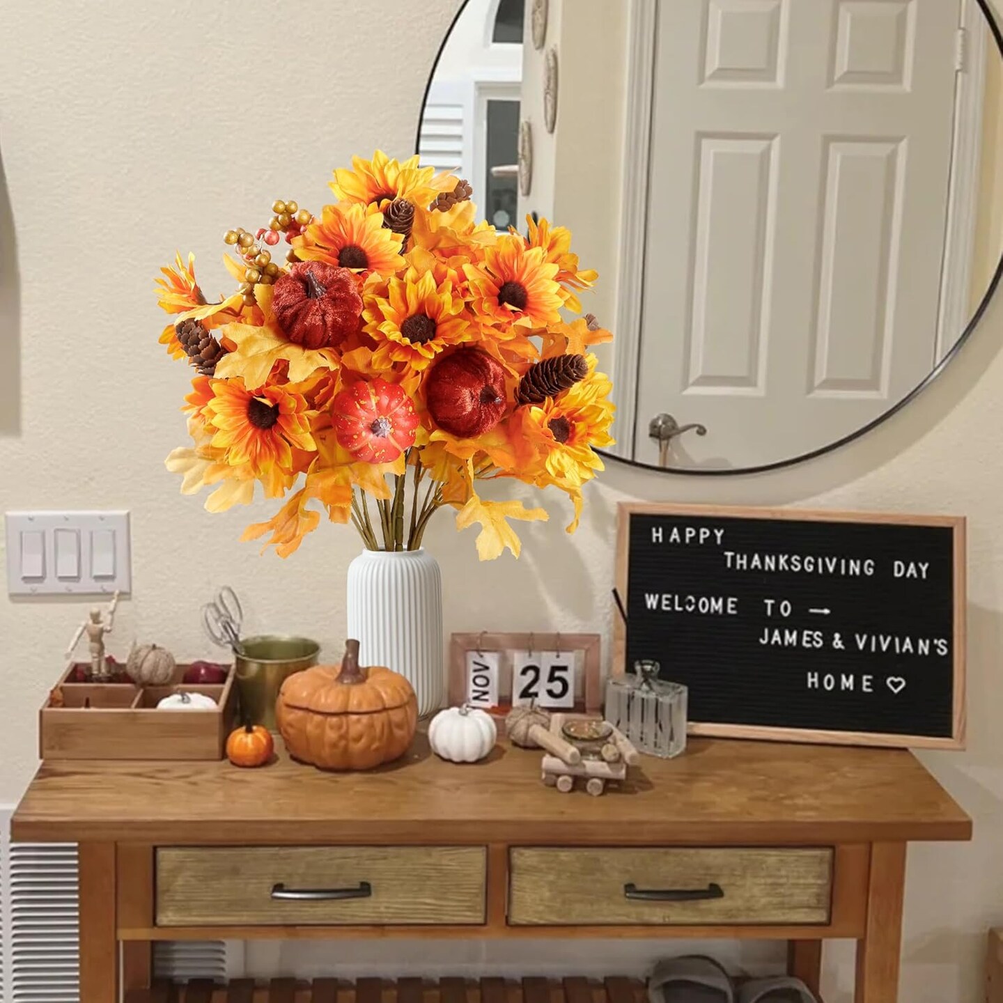 Artificial Fall Flowers 4 Pcs Floral Arrangement