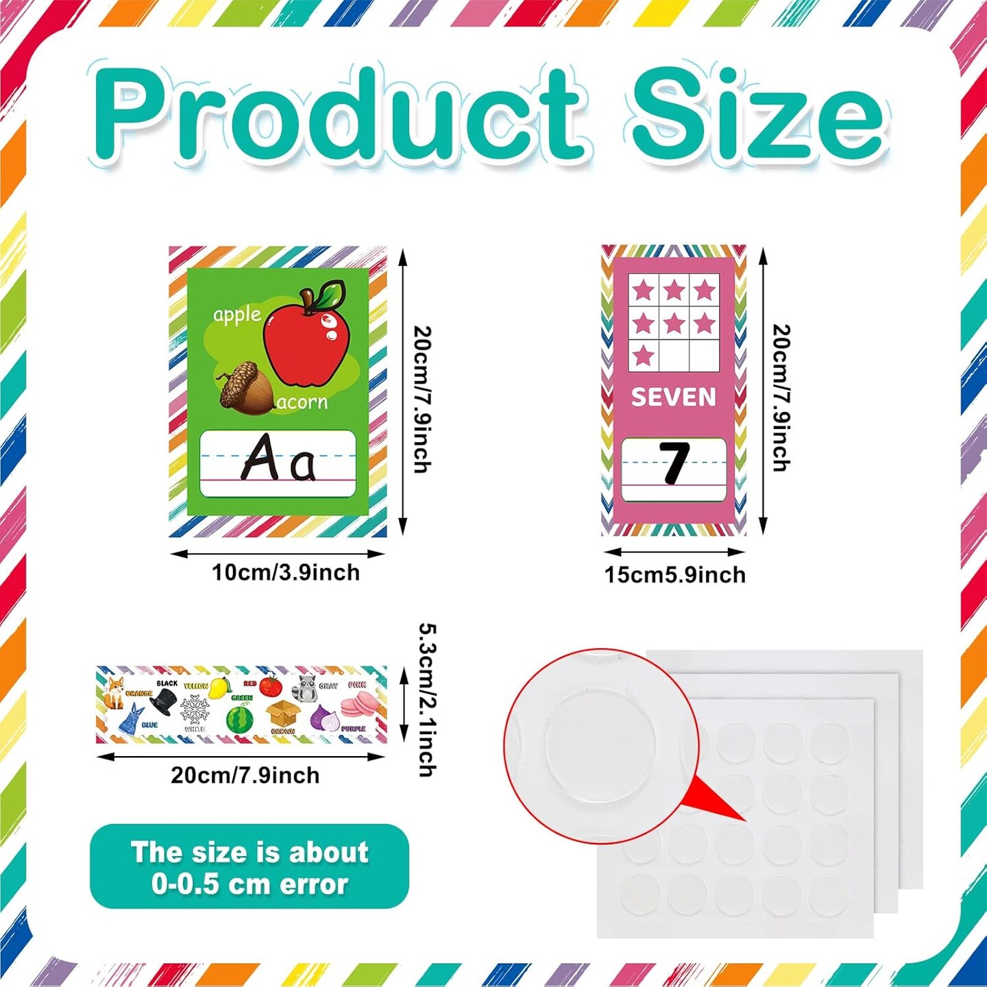 96 Pieces Colors and Shapes Bulletin Board Number Alphabet Letters Posters for Classroom Wall Decor (Vivid Style)