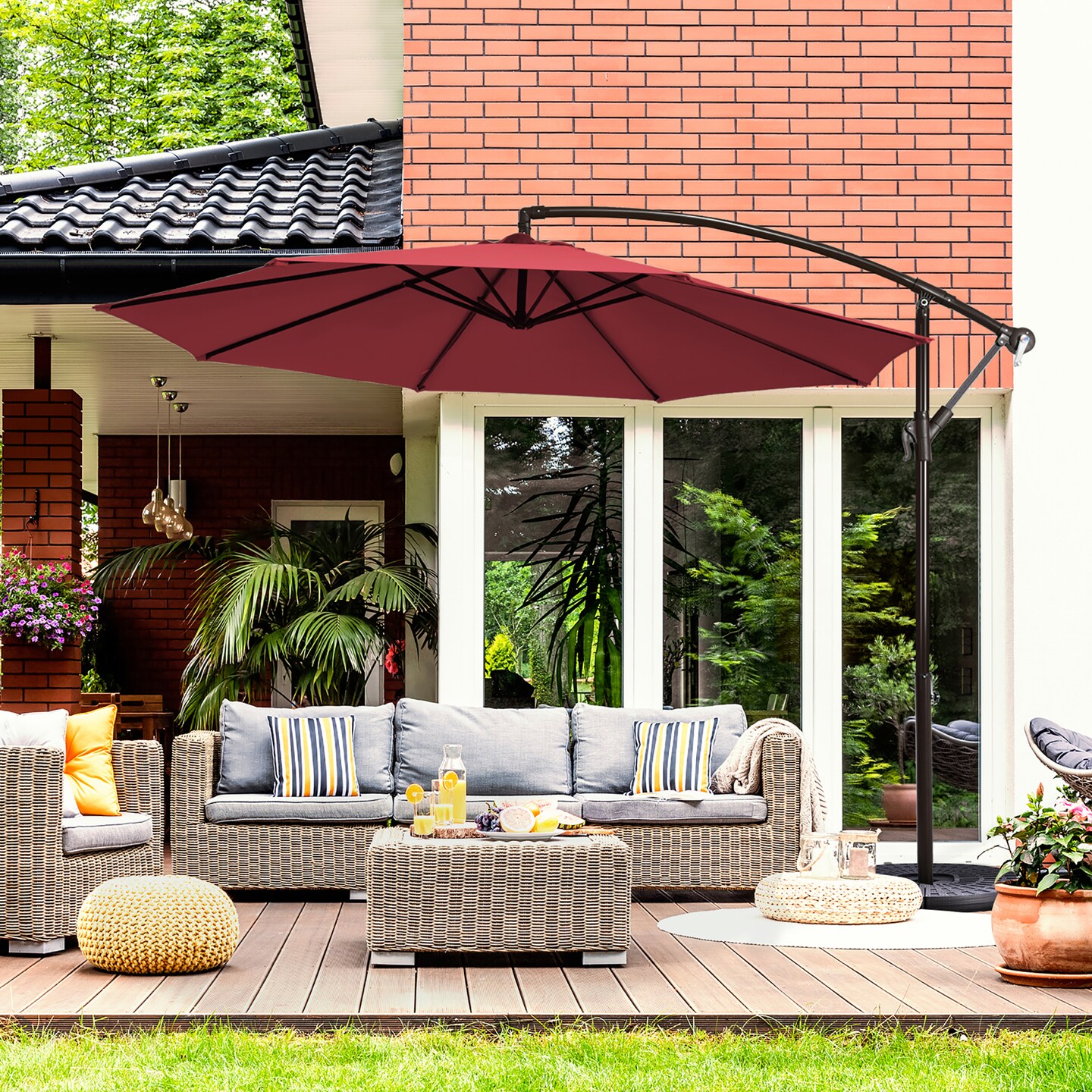 large patio umbrellas near me GRANDPATIO Duo Sidepost Aluminum Cantilever Outdoor Umbrella the umbrella provides up to 6 Summit Living 13 ft Large