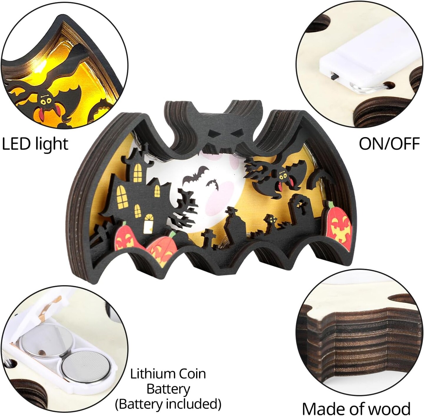 Halloween Wooden Lighted Table Decoration