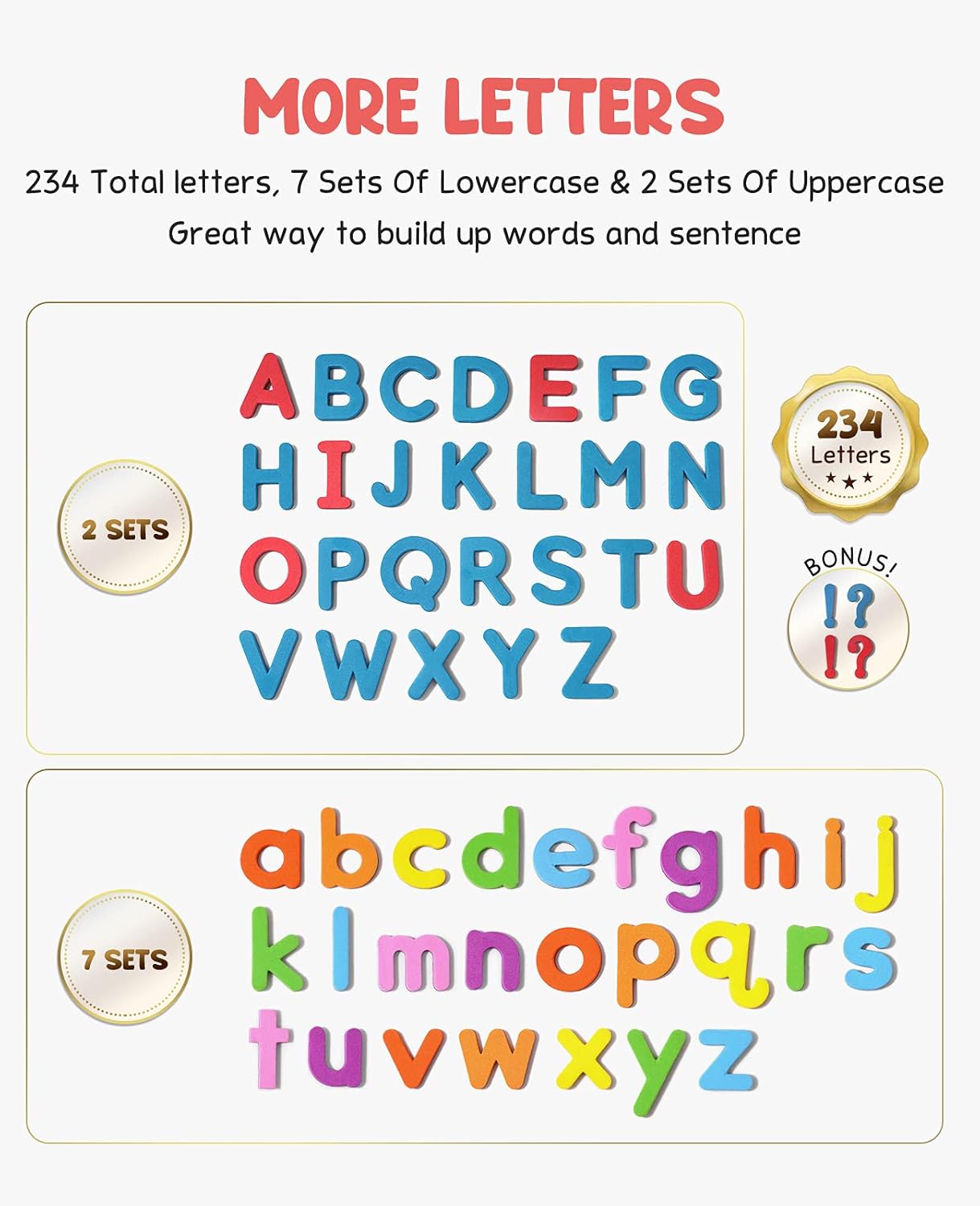 Classroom Magnetic Alphabet Letters Kit 238 Pcs with Double - Side Magnet Board (Colorful)