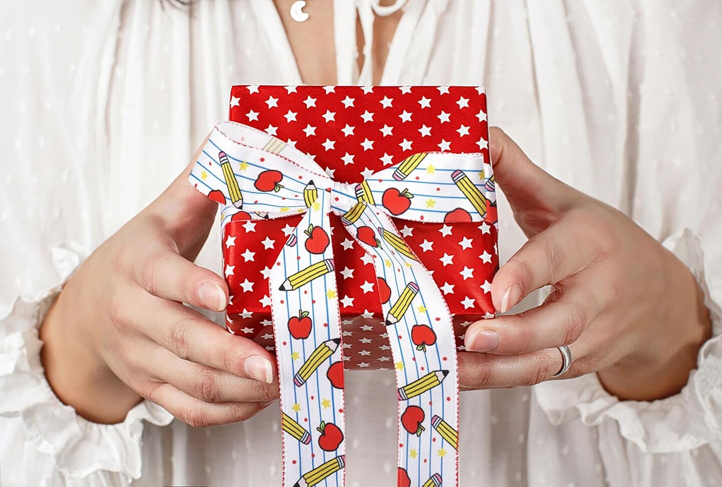 2 Rolls 10 Yards Back to School Wired Edge Ribbon (yellow) 2.5"W