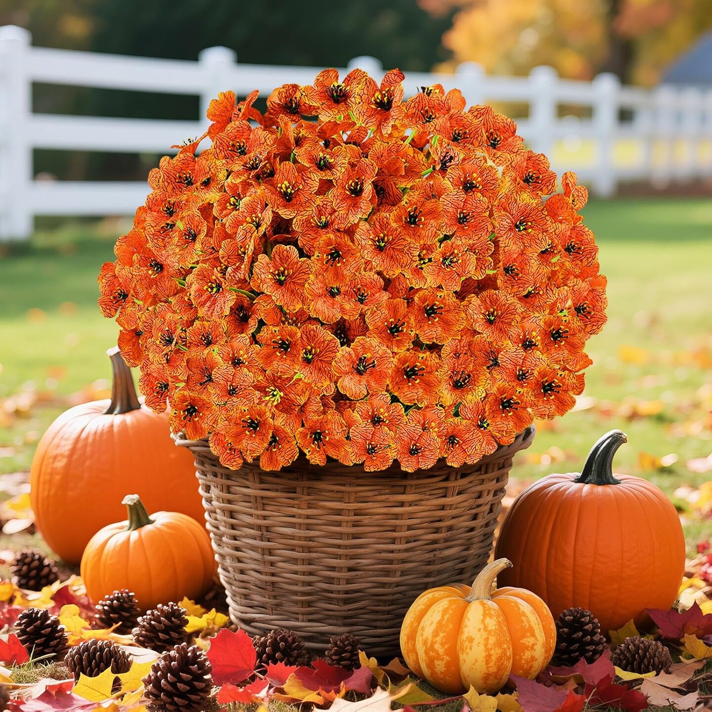 24 Bundles Artificial Fall Flowers for Outdoors