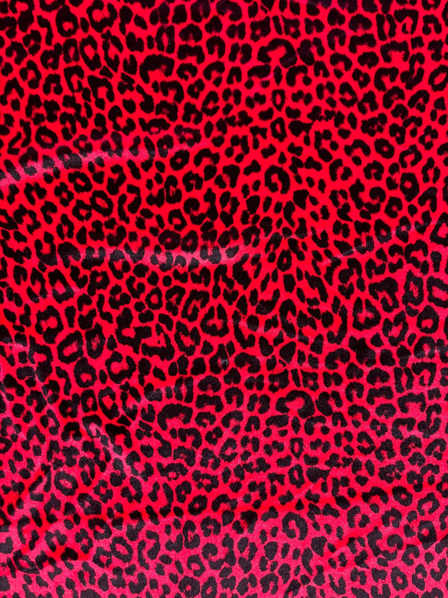 1 Yard Red Leopard Print Stretch Velvet Fabric for Costumes Leggings Dancewear Streetwear