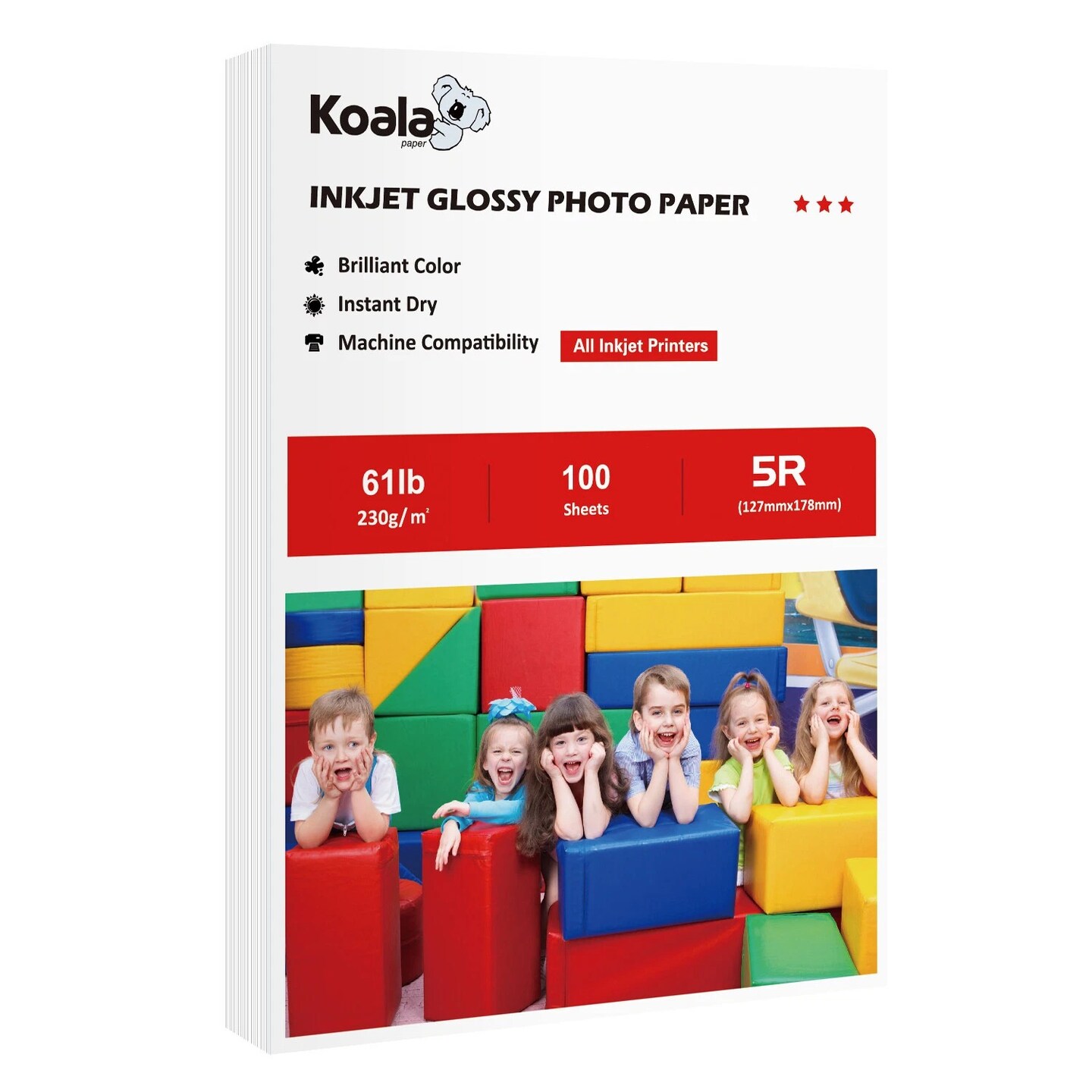 Koala Premium Glossy Photo Paper 500 Sheets - 4x6 &#x26; 5x7 61lb 230gsm for Inkjet