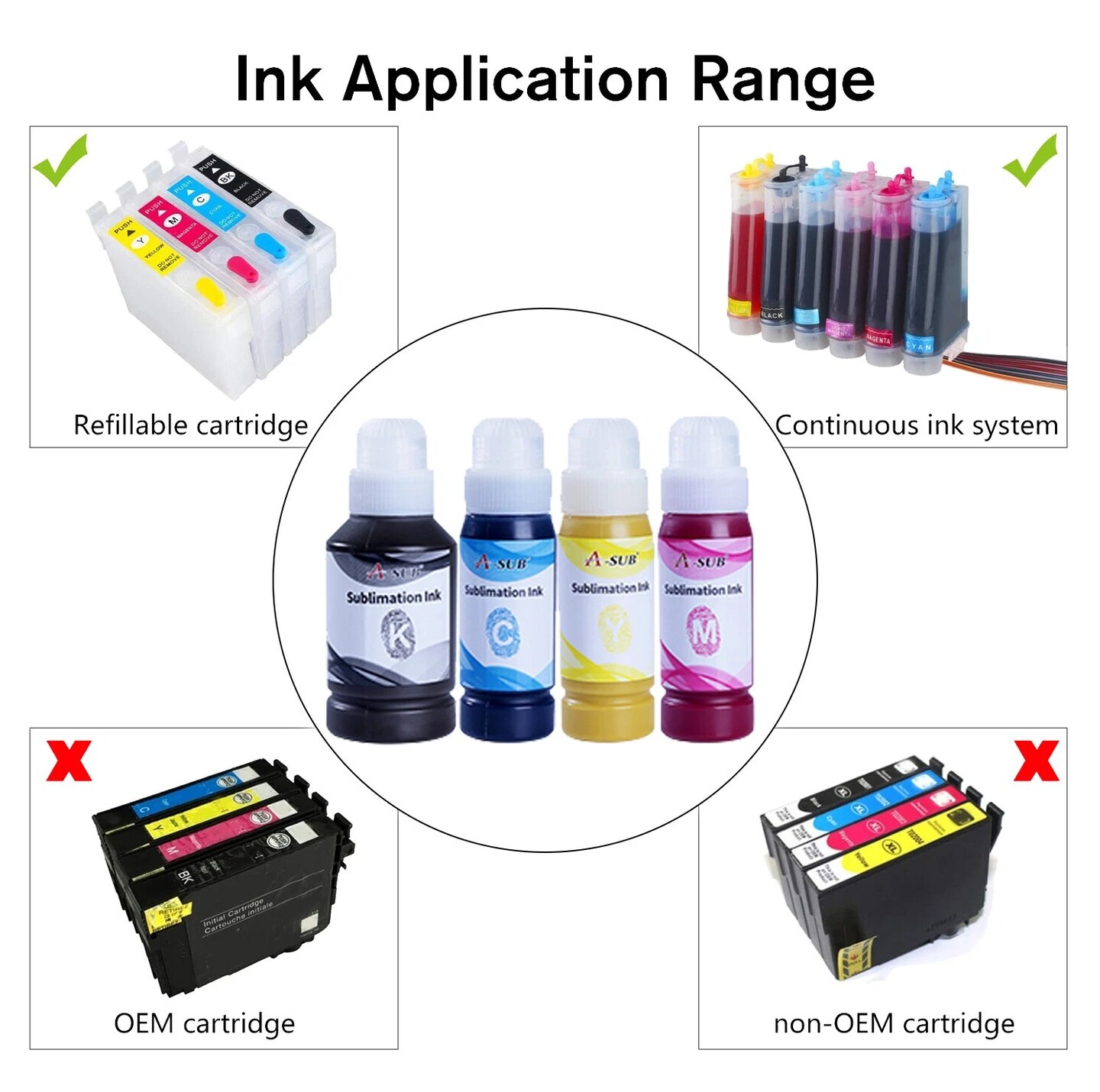 900ML A-SUB Sublimation Ink for Ecotank ET-2400 2760 2720 2803 2850 2800