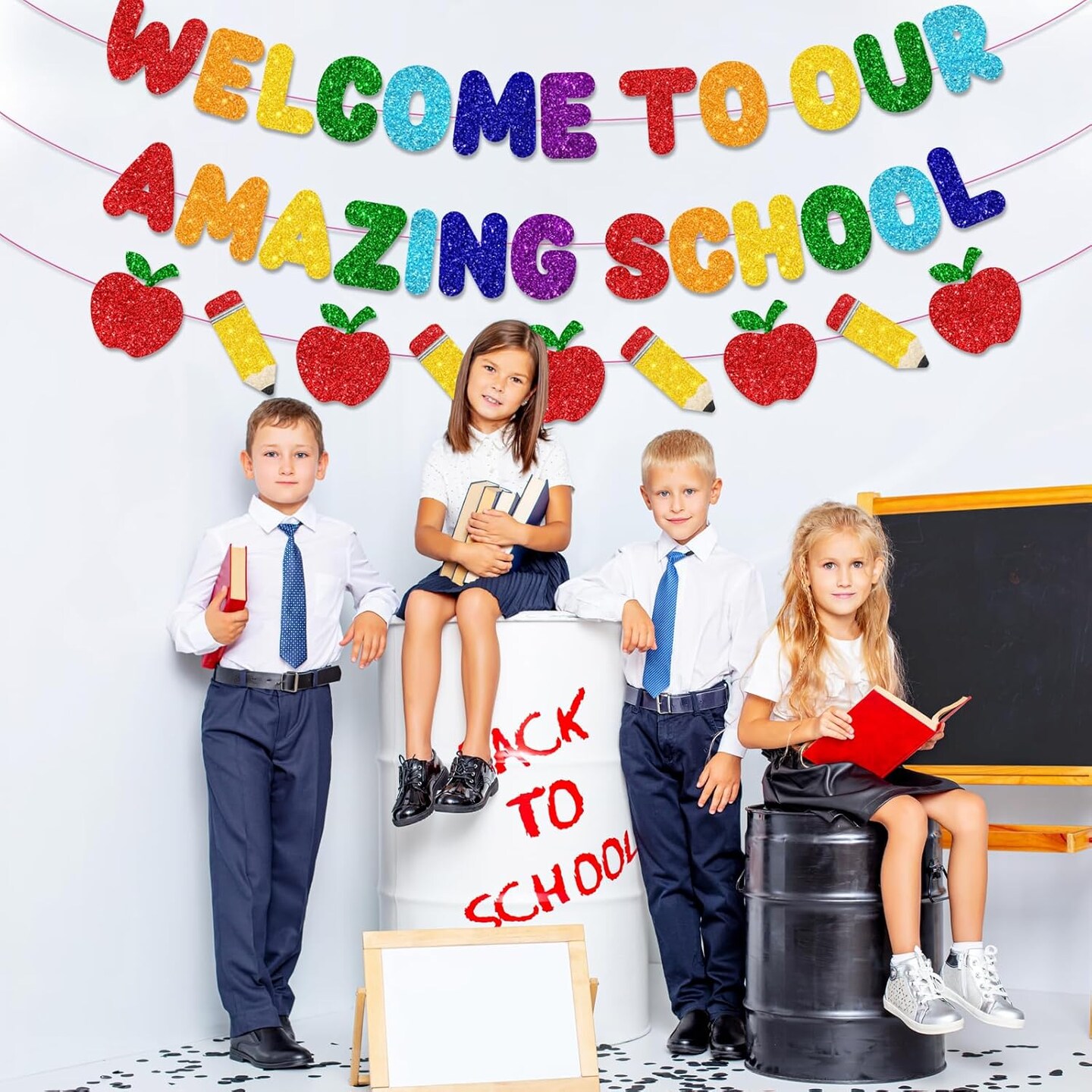 Welcome To School Banner (red and pink) 4&#x22;L x 4&#x22;W