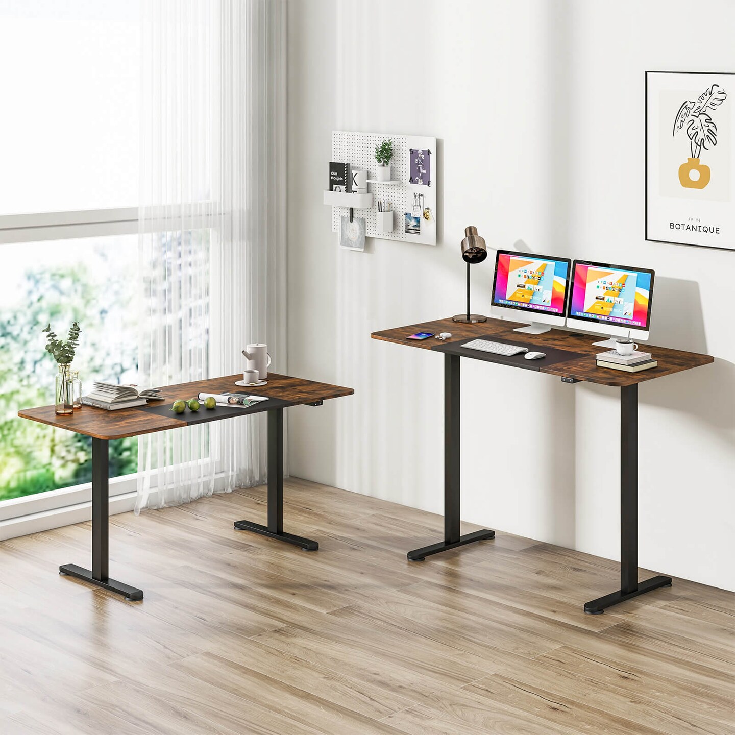 Costway Electric Height Adjustable Standing Desk, Sit to Stand Computer Workstation Home Office Desk