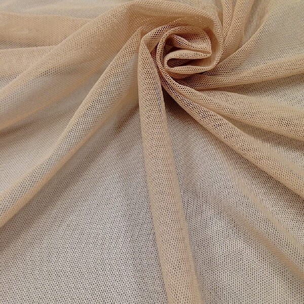 1 Yard Micro Stretch Mesh Nude Fabric, 100% Polyester, 60" Wide