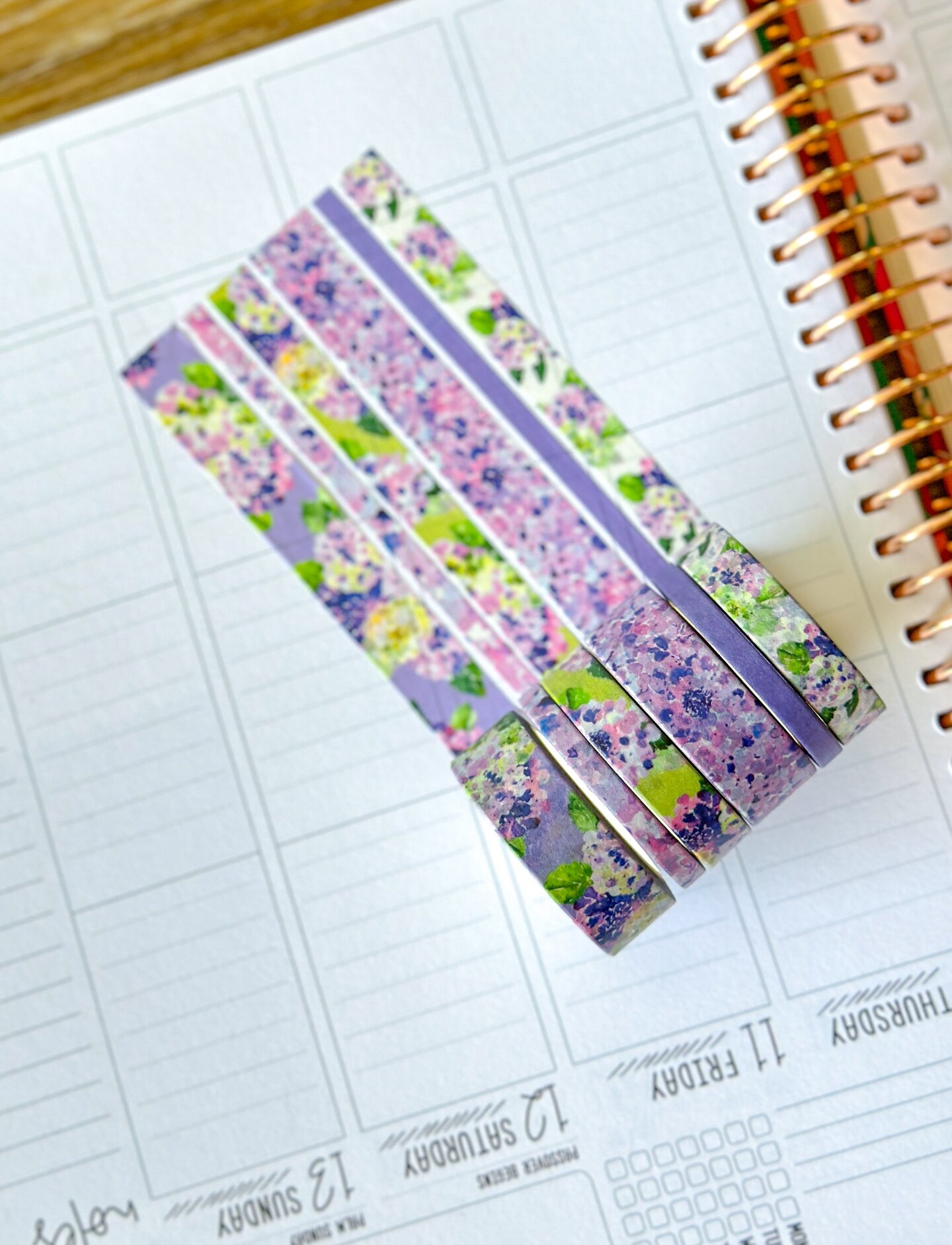 Purple Hydrangea Spring Floral Washi Tape Set April 2025 - W130