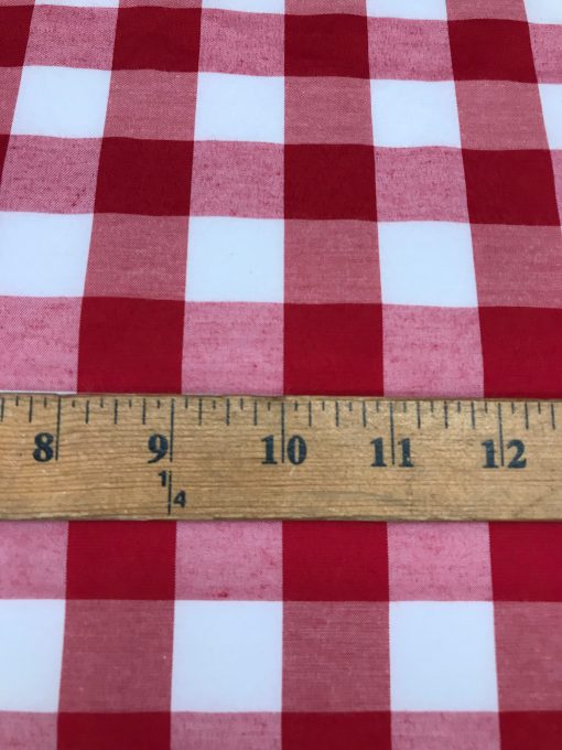1 Yard Red 1″ Gingham Checkered Poly Cotton Fabric 58/59 Inch Wide Lightweight Cloth for Dresses & Table Linens