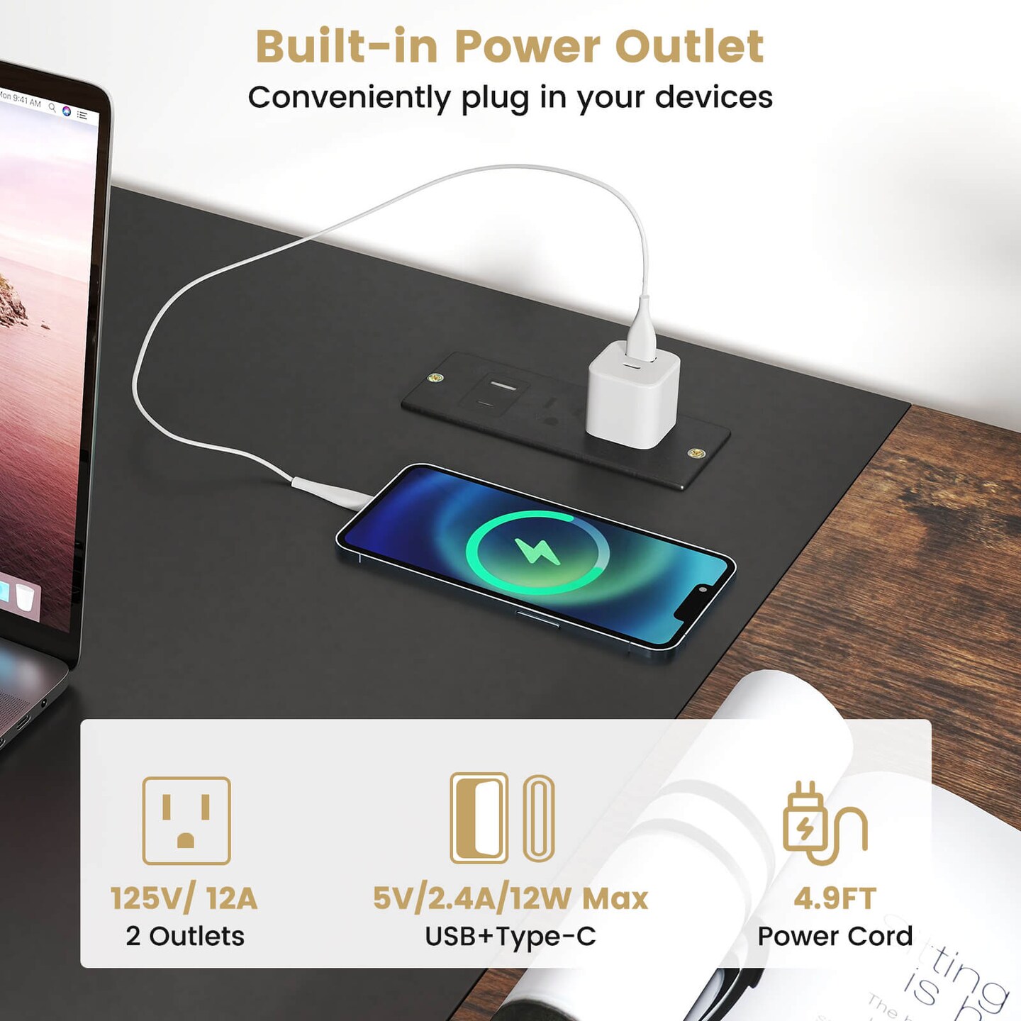 Costway 59'' Home Office Computer Desk Study Laptop Table Detachable Shelf Rustic