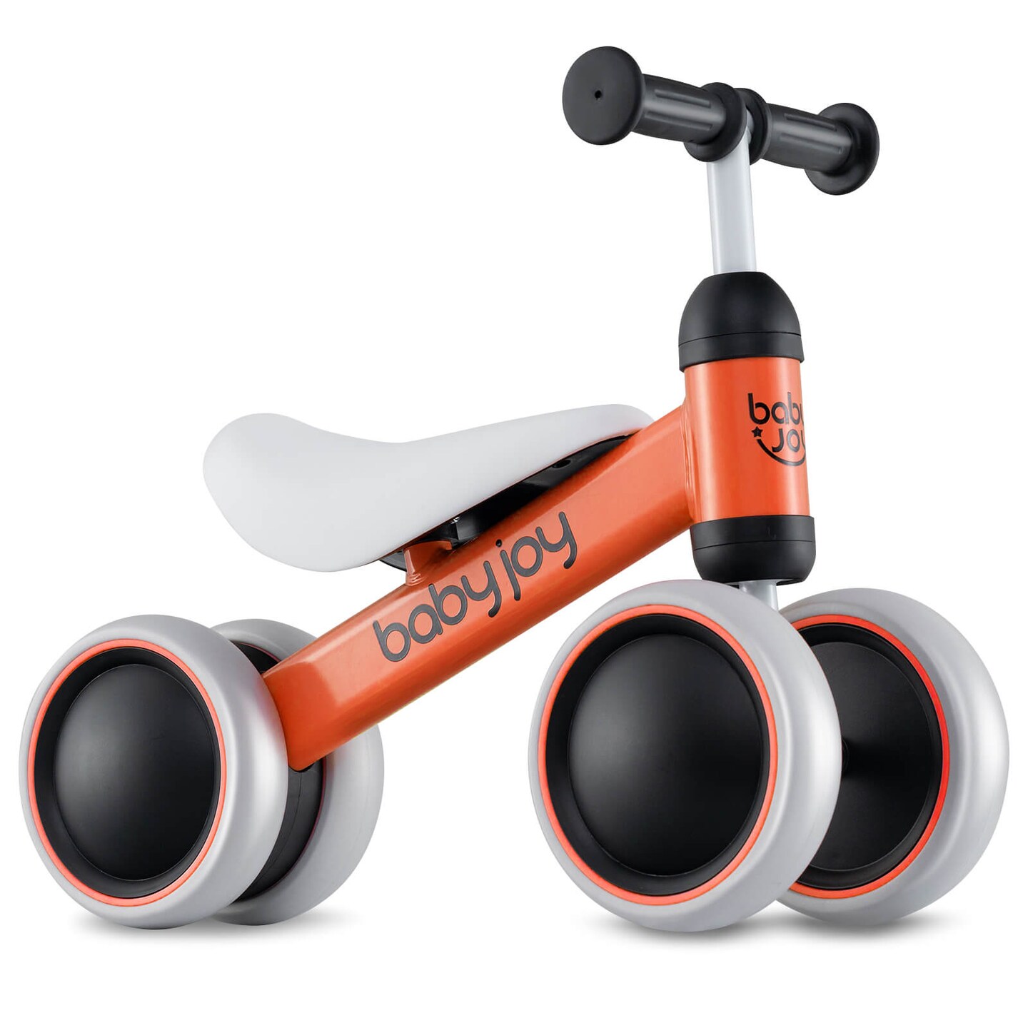 Costway Babyjoy 4 Wheels Baby Balance Bike for 2 Years Old Boys Girls with Soft Seat Ride On Toy Blue/Orange/Pink