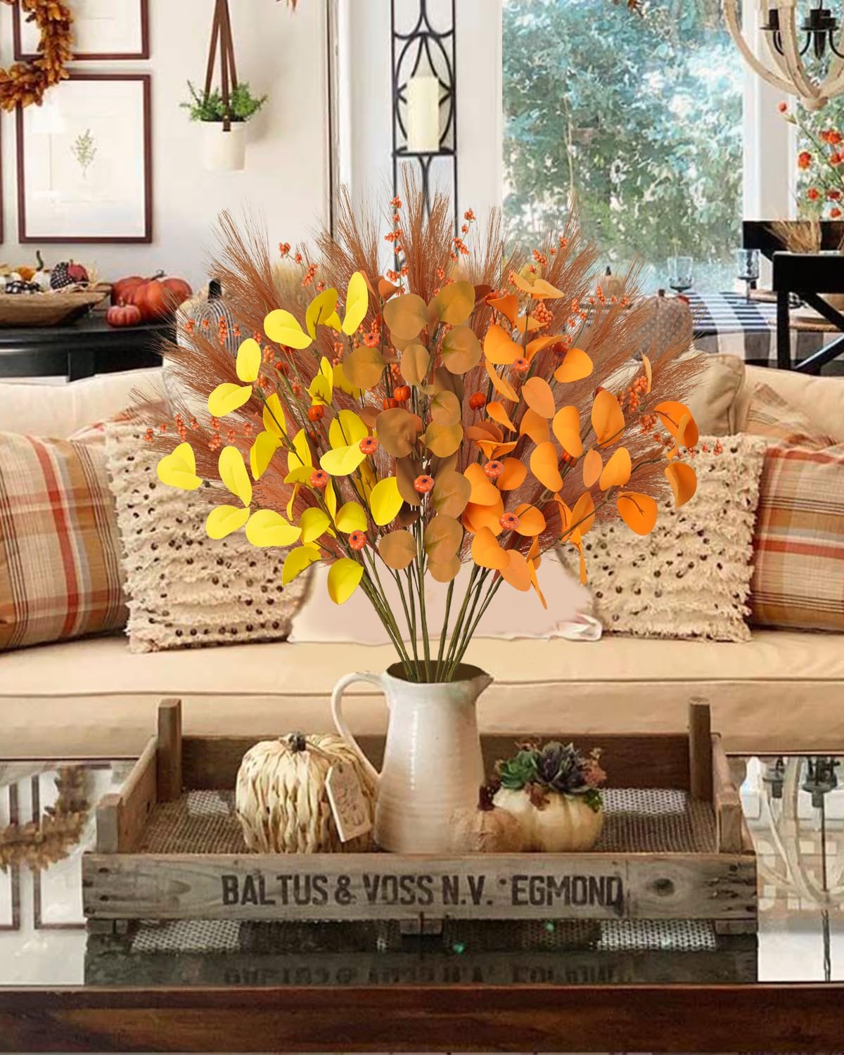 12Pcs 27.5&#x22; Artificial Fall Flowers Bouquets