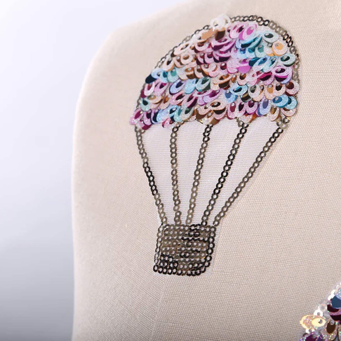 1 Sequin Hot Air Balloon Patch for Jackets Bags Crafts with Antique Gold Scaled Details