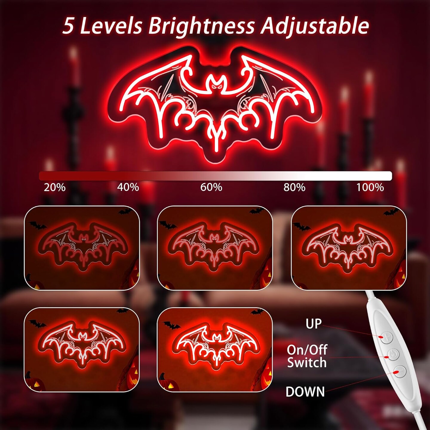 Bat Neon Sign -Spooky Halloween Decor