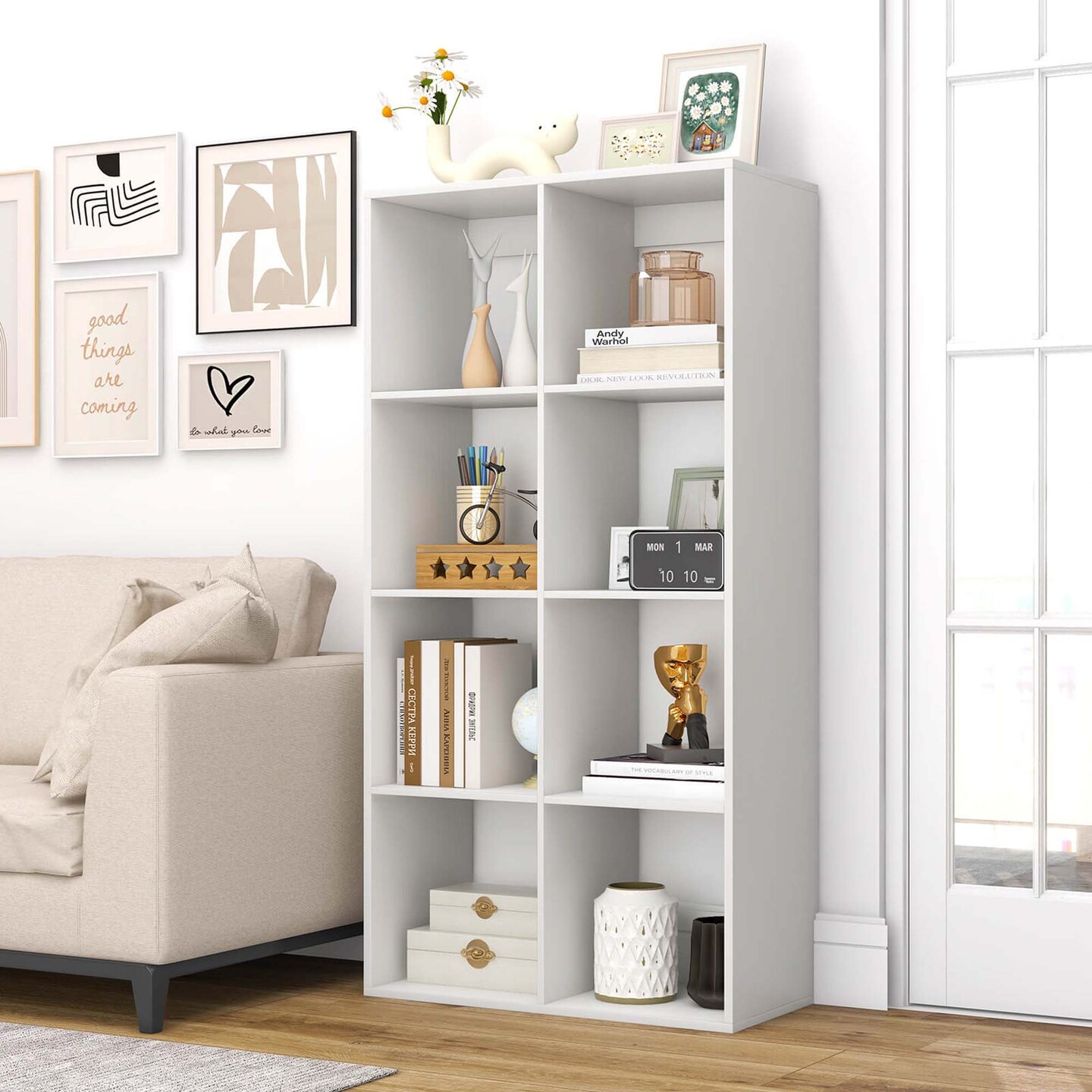 Costway 4/6/8/9-Cube Open Bookshelf with Anti-tip Kits Home Modern Style Storage Shelf for Study