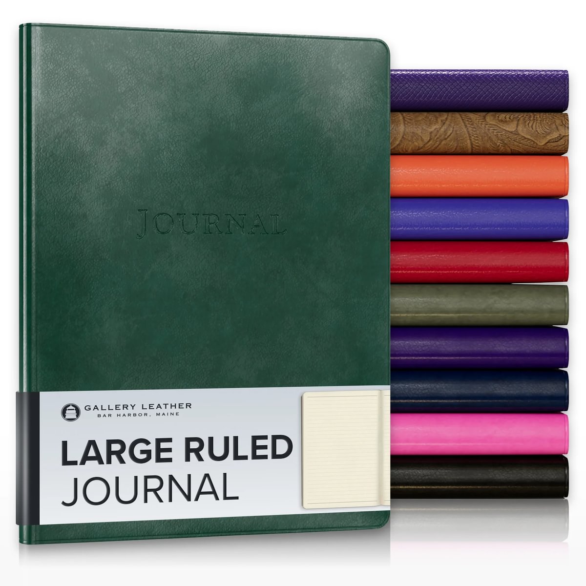 Gallery Leather Journal - Crafted in Maine, USA - Elegant Leather Writing Notebook with 192 Lined Pages - A Timeless Space for Your Thoughts - 9.75x7.5 ", Large Lined
